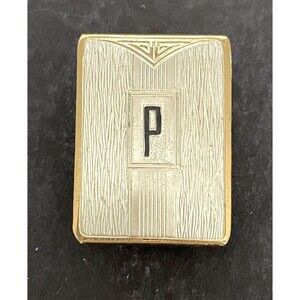 Vintage Mayers Silver and Gloray Initial "P" Small Belt Buckle Black Letter